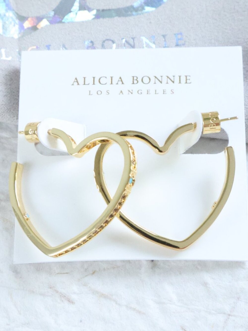 Alicia Bonnie Amora Crystal Gold Hoop Earrings | NEW